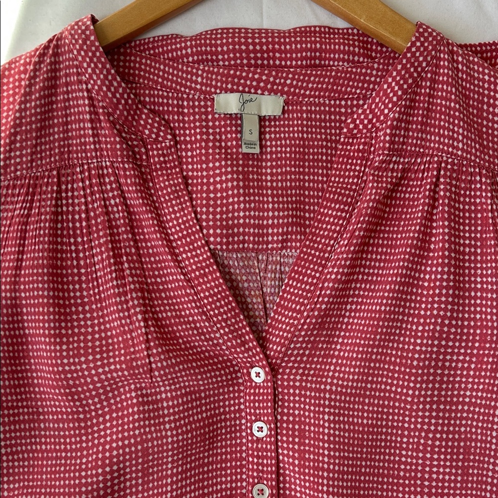 Joie Red and White Checkered Blouse
